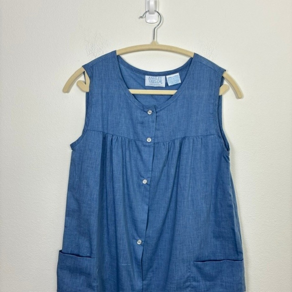 Vintage Ashley Taylor Chambray Sleeveless Nightgown Dress Women's S Cottagecore - Picture 3 of 6